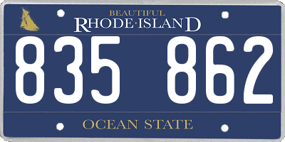 RI license plate 835862