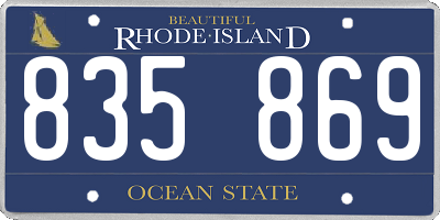 RI license plate 835869