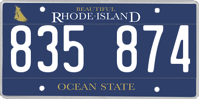 RI license plate 835874