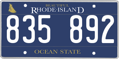 RI license plate 835892