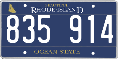 RI license plate 835914