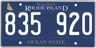 RI license plate 835920