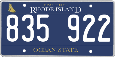 RI license plate 835922