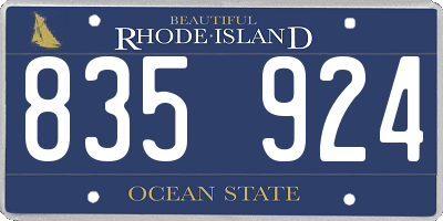 RI license plate 835924