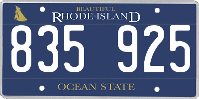 RI license plate 835925