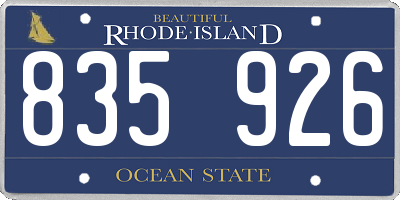 RI license plate 835926