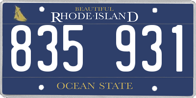 RI license plate 835931