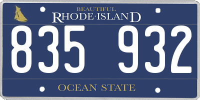 RI license plate 835932