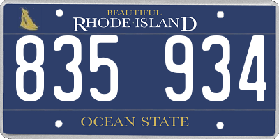 RI license plate 835934