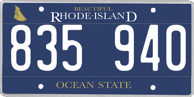 RI license plate 835940