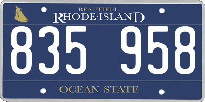 RI license plate 835958
