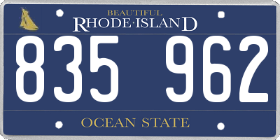 RI license plate 835962