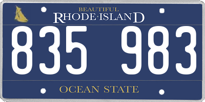 RI license plate 835983