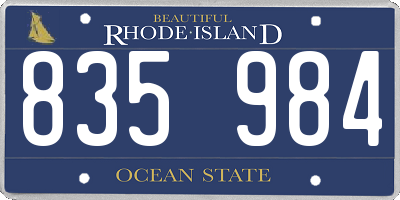 RI license plate 835984