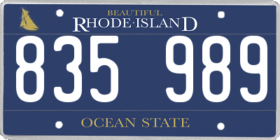 RI license plate 835989