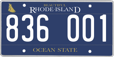 RI license plate 836001