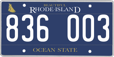 RI license plate 836003