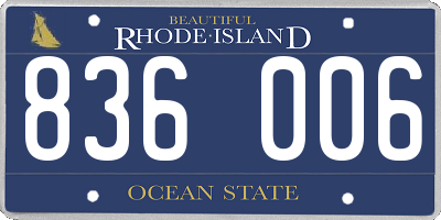 RI license plate 836006