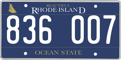 RI license plate 836007