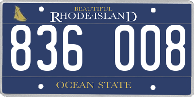 RI license plate 836008