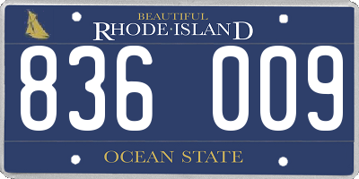 RI license plate 836009