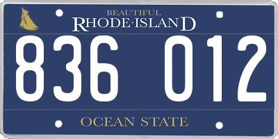 RI license plate 836012