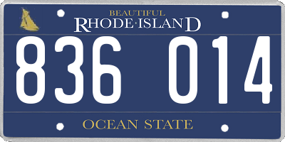 RI license plate 836014