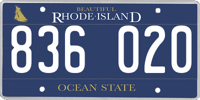 RI license plate 836020