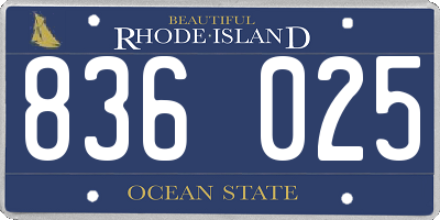 RI license plate 836025