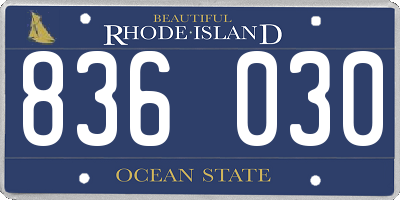RI license plate 836030