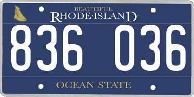 RI license plate 836036