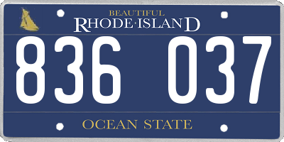 RI license plate 836037