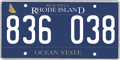 RI license plate 836038