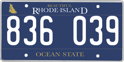 RI license plate 836039