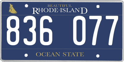 RI license plate 836077
