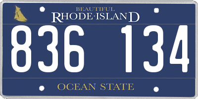 RI license plate 836134