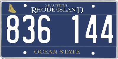 RI license plate 836144
