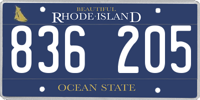 RI license plate 836205