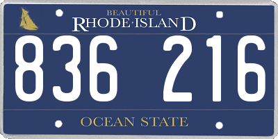 RI license plate 836216