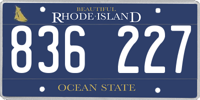 RI license plate 836227