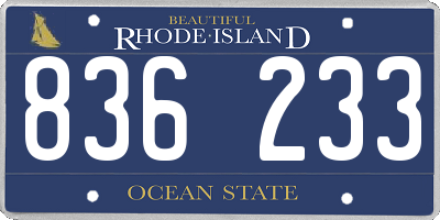 RI license plate 836233