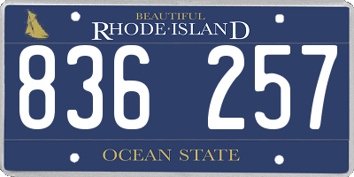 RI license plate 836257