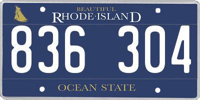 RI license plate 836304