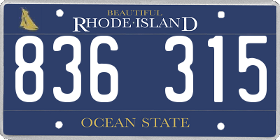 RI license plate 836315