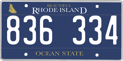 RI license plate 836334