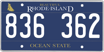 RI license plate 836362