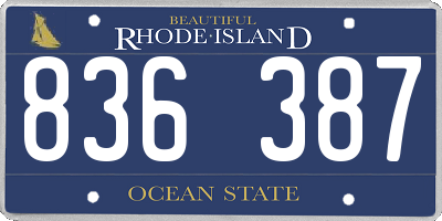 RI license plate 836387
