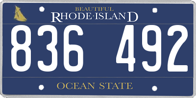 RI license plate 836492