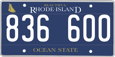 RI license plate 836600