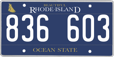 RI license plate 836603